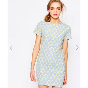 SUGARHILL BOUTIQUE Womens Dina Panelled Tunic Dress Geometric Print Sheath Sz 6